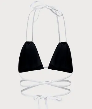 Berlook Contrast Triangle Halter Bikini Top ONLY 06 Black Size M thumbnail 6