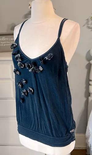 Hollister Tank Top Navy Blue Strappy Womens Medium fits M L thumbnail 1