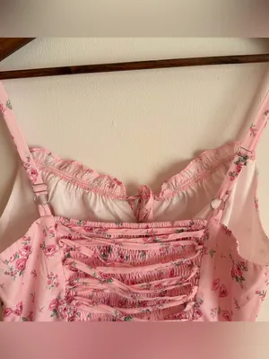 NWT Scarlet Darkness Floral Corset Sundress Pink Milkmaid Mini Dress Large thumbnail 7