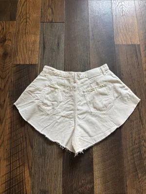 Pinko Off-White Calma Denim Butterfly Jean Shorts High-Waist Country Boho Sz 32 thumbnail 7