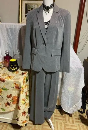 Worthington Gray Pinstripe Pant Suit thumbnail 1