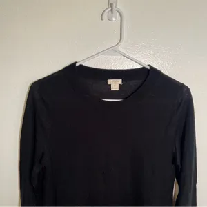 J. Crew Factory Women's Size XS Sawyer‎ Sweater Crewneck Black Merino Wool E0022 thumbnail 4
