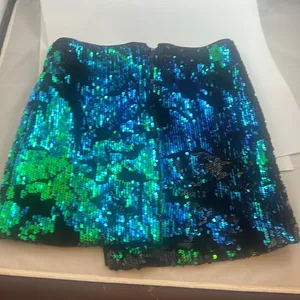Forever 21 - black sequin skirt, blue/green sequins. Size Small thumbnail 3