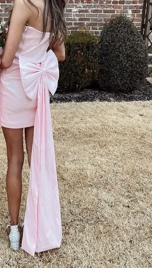 Strapless Dress With Bow Dillard's Detachable Train thumbnail 2