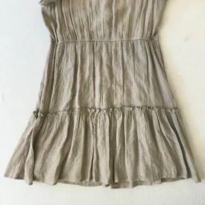 Emma &‎ Michele Shirt Dress Womens Medium Tan Flutter Sleeve Tiered Boho thumbnail 5