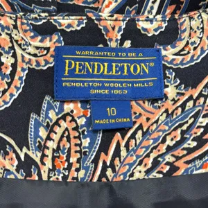 Pendleton Navy Blue and Pink Paisley Patterned Open Front Blazer Jacket thumbnail 7