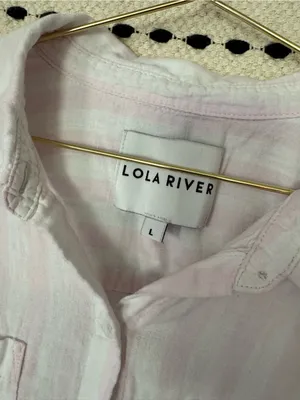 Lola River pink and white button down top Size L thumbnail 2