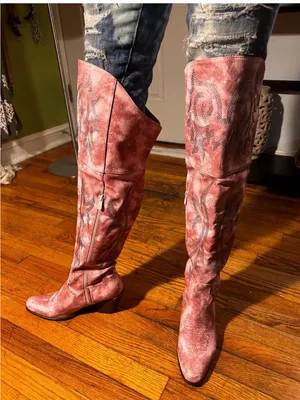 Coastal cowgirl pink knee boots thumbnail 6