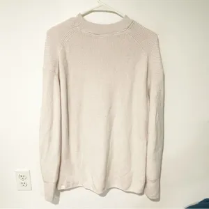 Lululemon Size 8 Cream Merino Wool-Blend Ribbed Crewneck Sweater thumbnail 5