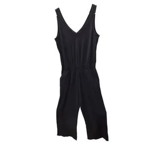 Pact Jumpsuit Medium Black Organic Cotton V-Neck Sleeveless Casual‎ Minimalist thumbnail 4