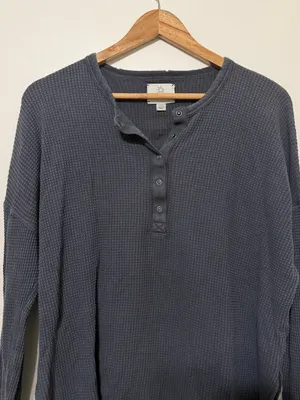 OFFLINE By Aerie Wow! Waffle Henley Long Sleeve Top size small gray thumbnail 4