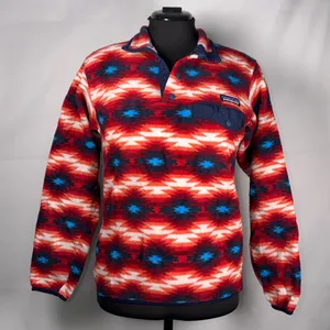 Patagonia Synchilla Snap T Fleece Pullover Women Small Red Aztec Southwest thumbnail 2