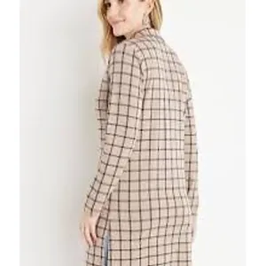 Maurices Plaid Open Front‎ Cardigan Blazer Womens XL Tan Black Excellent Pockets thumbnail 2