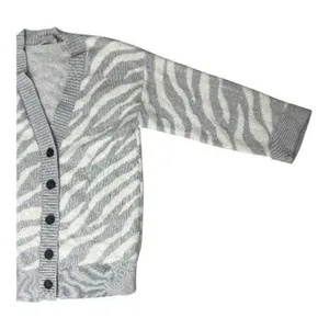 Everlane Alpaca Zebra Print Heathered Grey Cardigan Size L Sweater Button Front thumbnail 4