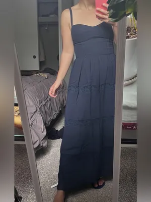 Reformation Dina Dress in Navy 6 thumbnail 6