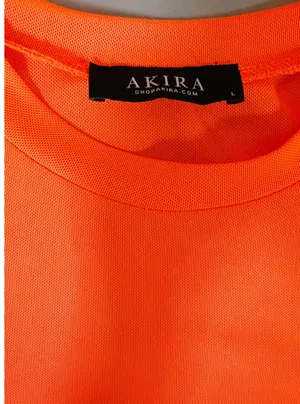 Akira Neon Orange Mesh Sheer Short Sleeve T-Shirt Bodysuit Onesie Top Tee Size L ❤️‍🔥 thumbnail 3