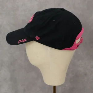 Kansas City Chiefs '47 Brand Black Pink Cloth‎ Strap Athletic Baseball Hat Cap thumbnail 3