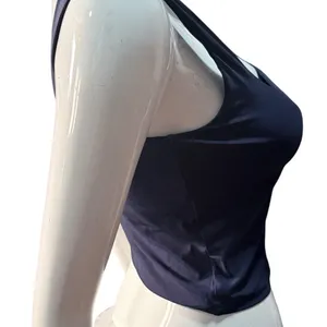 Fabletics square neck Navy Blue athletic Tank Top S/M crop open back‎ sleeveless thumbnail 4