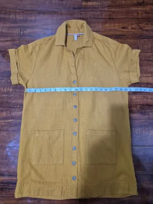 Anthropologie Pilcro Button yellow summer bohemian Shirt Dress size XS thumbnail 10