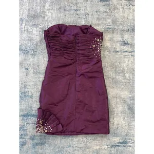 Nox Anabel Purple Pleated Rhinestone Sequin Beaded Strapless Party Mini Dress XS thumbnail 7