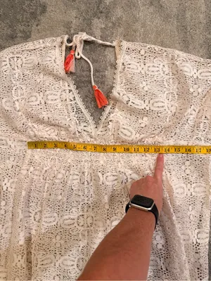 Xhilaration Cream Crochet Lace V-Neck Coverup thumbnail 4