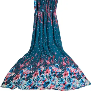 Fate Floral Maxi Dress Teal‎ Blue Pink Spaghetti Strap Elastic Waist M Halter thumbnail 6