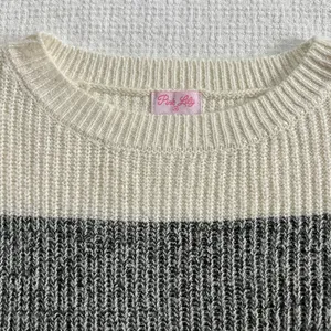 Pink Lily Color Block Ribbed Sweater Womens M Balloon Sleeve Crewneck Pullover thumbnail 4