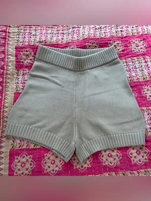 NWT‎ CHARLIE HOLIDAY Blanche High-Rise Organic Cotton Knit Shorts in Sage, Small thumbnail 3