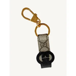Gucci Interlocking G Keychain Ring Bag Charm GG Supreme Black Leather 701432 NIB thumbnail 9