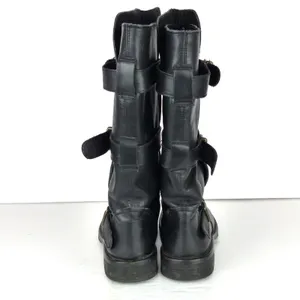 Steve Madden Buck Boots Womens 7.5 Black Leather Triple Buckle Moto Biker Y2K thumbnail 6
