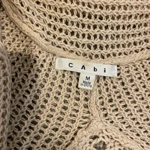 Cabi Cardigan Women Medium Linen Loose Knit Open Front Tan Beach Drape Lagenlook thumbnail 2