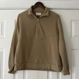 Xirena Tan Khaki 100% Ring Spun Cotton Quarter Zip Sweatshirt‎ Small EUC thumbnail 1