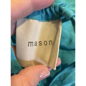 Michelle Mason Teal Midi Asymmetrical hem Silk Dress Size‎ 6 Sundress Wedding thumbnail 6