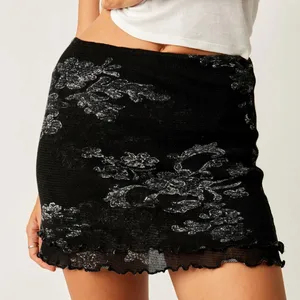 Free People Poppy Mesh Mini Skirt Black & White Floral Size Small Cotton thumbnail 1