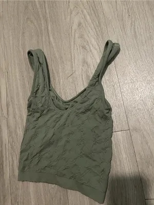 aerie Olive Green Embroidered Scoop Tank thumbnail 2