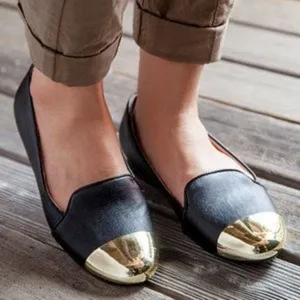 Aldo‎ Women’s Leather Black and Metallic Gold Flats Loafers Size 7.5 thumbnail 1