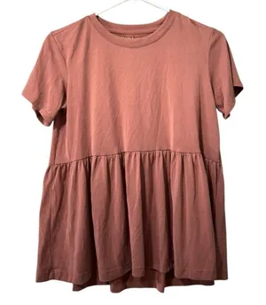 American Eagle Women Size XS Babydoll Tiered‎ Short Sleeve Shirt Stretch Flowing thumbnail 1