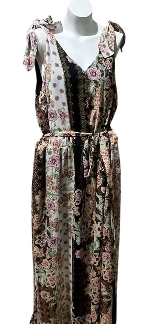 Lane Bryant Plus Size 28 Floral Chiffon Maxi Dress Sleeveless V-Neck thumbnail 1