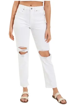 American Eagle Outfitters White Mom Straight Jean thumbnail 1