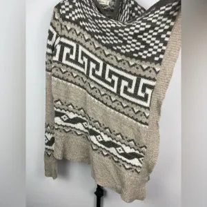 Abercrombie & Fitch Brown Tan Knit‎ Aztec Checkered Open Front Cardigan thumbnail 3