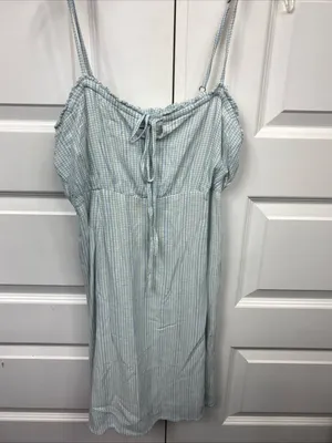 O’neill Sundress Slip Checkered Print Gingham Blue Small Spaghetti Strap Summer thumbnail 3