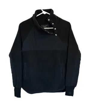 Abercrombie‎ & Fitch Black Quilted Snap Long Sleeve Black Sweatshirt Size XS thumbnail 1