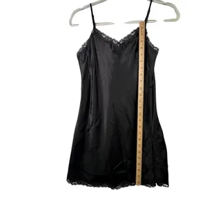 Victoria's Secret Black Satin Robe & Lace Slip Dress Lingerie Set OS XS‎ Black thumbnail 12