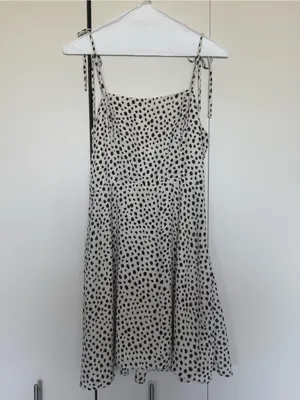 Francesca's Cream and Black Polka Dot Tie-Shoulder Sundress thumbnail 5
