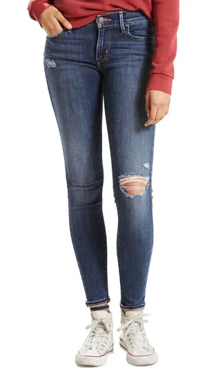 Levi's Womens 701 Super Skinny Distressed Jeans, Size 27 thumbnail 1