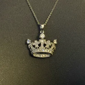 Vintage Ross Simons 925 pave crown pendant necklace thumbnail 2