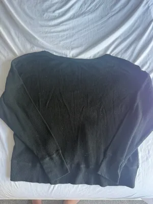 aerie offline black waffle knit long sleeve thumbnail 2