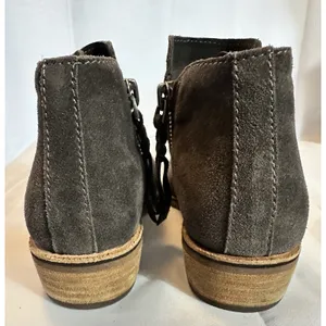 Dolce Vita Sutton Gray Suede Leather Ankle Boots Double Zip Stacked Heel 8.5 thumbnail 6