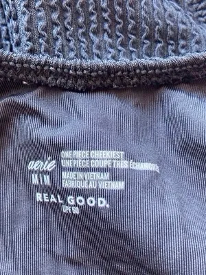 Aerie Ribbed Halter One Piece Swimsuit Cheekiest Black Size M NWT thumbnail 8