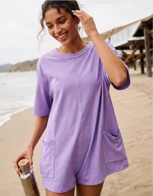Free People‎ Lavender Purple Hot Shot Tee Romper Size Small thumbnail 1